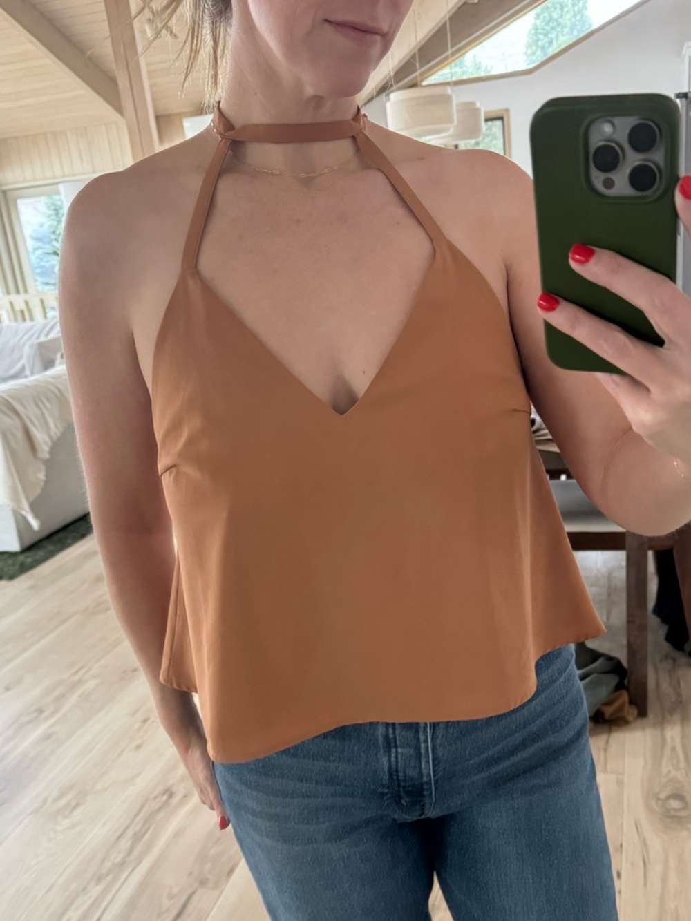 Tobi Rust Brown Halter V-Neck Camisole